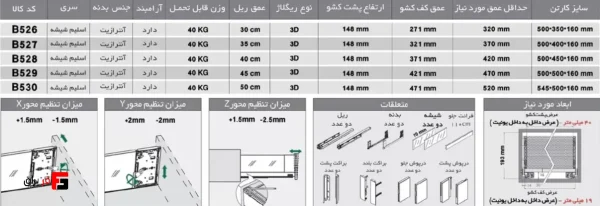 ریل اسلیم شیشه اینر با فرانت شیشه (بدون شیشه جلو) بلند - فانتونی B526 تا B530 - Image 3