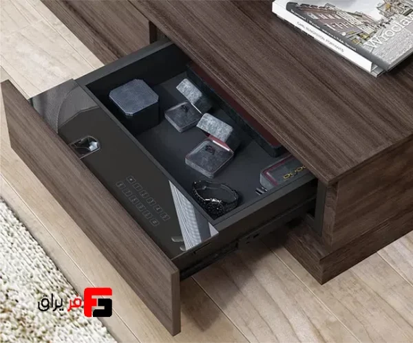 Fingerprint safety drawer inside the cabinet and desk