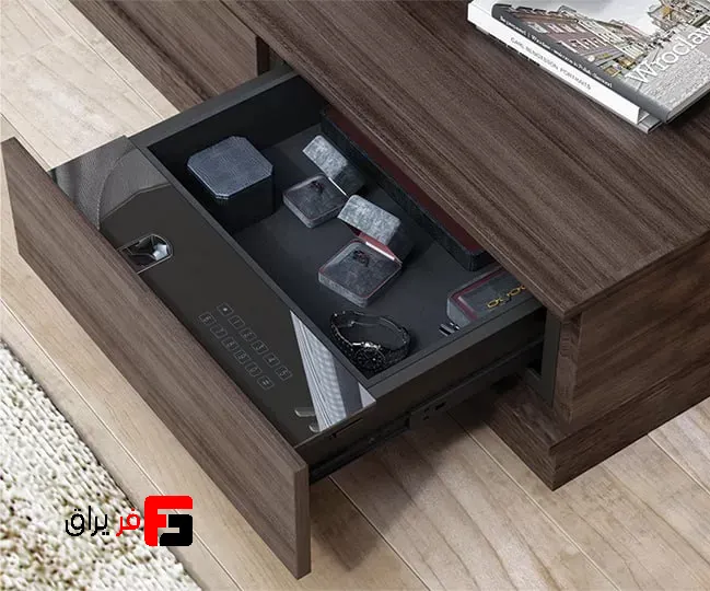 Fingerprint safety drawer inside the cabinet and desk