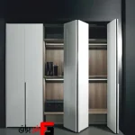 Folding door mechanism, double door, 1000mm width, rail folding