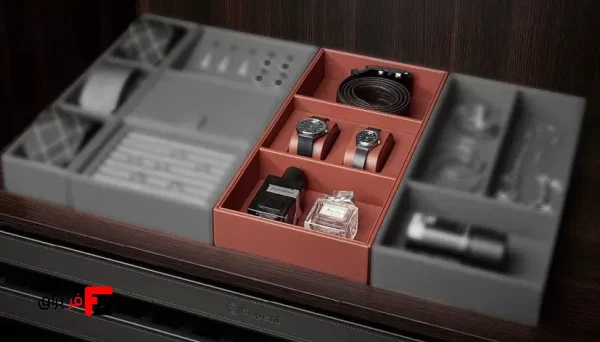 French style combination leather watch and belt box