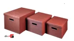 Portable red leather box, size S, M, L