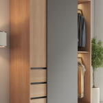 Topline built-in double wooden door rail mechanism without M series floor profile with 30KG restraint