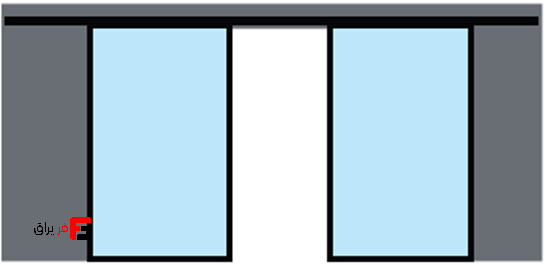 Wall-hung mechanism 4800mm, two single-wall doors, aluminum profile, symmetrical construction, manual synchronization