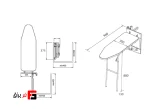 Wall-mounted, rail-mounted ironing table with base attached to the body