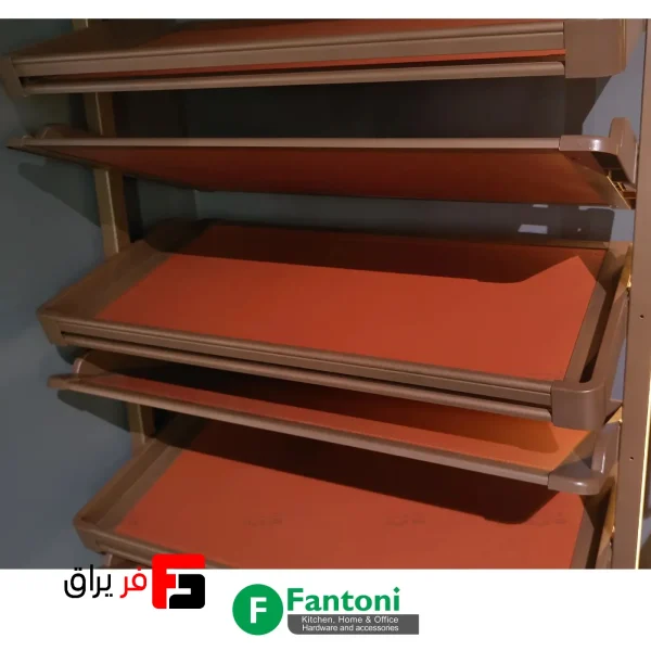 استند جا کفشی کمدی گََردان 4 طبقه موکا قرمز فرنچ استایل