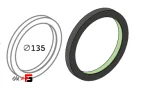 Black circular handle, diameter 135mm, Zeno model