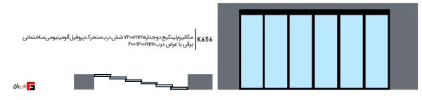 Double-walled linkage mechanism 7200mm, six movable doors, electric construction aluminum profile