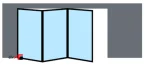 Folding mechanism 2400mm, three doors, center, aluminum profile