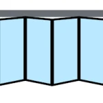Folding mechanism 4000mm, five doors, center, aluminum profile
