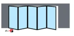 Folding mechanism 4000mm, five doors, center, aluminum profile