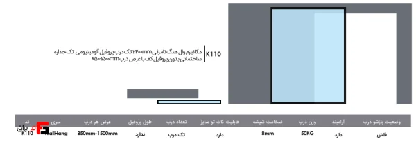 Invisible Wall Hanger Mechanism 2400mm Single Door Aluminum Profile Single Wall Construction Without Profile