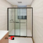 Mechanism and profile of a shower cabin with one fixed door and one movable door, Sliding Door Flat model