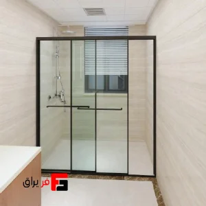 Mechanism and profile of a shower cabin with one fixed door and one movable door, Sliding Door Flat model