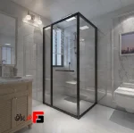 Mechanism and profile of the Corner Square in Flying Door shower cabin model