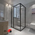 Mechanism and profile of the Corner Square in Flying Door shower cabin model