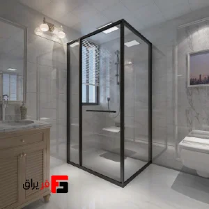 Mechanism and profile of the Corner Square in Flying Door shower cabin model