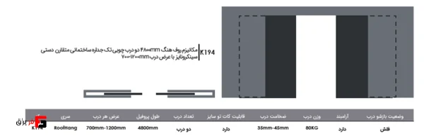 Roof Hanger Mechanism 4800mm Double Wooden Doors Single Walled Symmetrical Construction Manual Synchronized