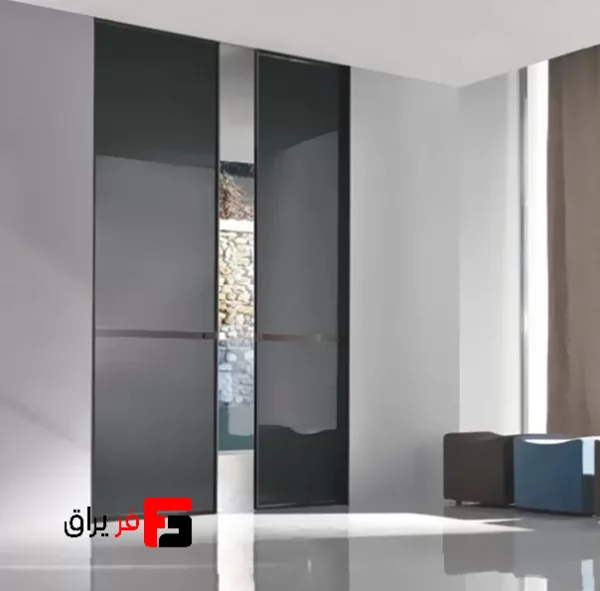 Roof Hanger Mechanism 5400mm Double Door Single Wall Aluminum Profile Construction Symmetrical Electric Synchronized