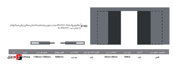 Roof Hanger Mechanism 5400mm Double Wooden Doors Double Walled Construction Symmetrical Electric Synchronized