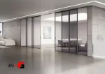 Roof Hanger Mechanism 7200mm Four movable doors Two fixed doors Single wall Aluminum profile Symmetrical construction Electric synchronized