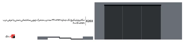 Single-wall linkage mechanism 3600mm, three manual wooden sliding doors
