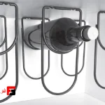 Double-decker bottle rack under the overhead cabinet, black