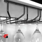 Double rail cherry shelf under overhead cabinet, black color