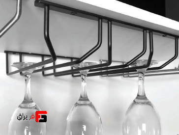 Double rail cherry shelf under overhead cabinet, black color