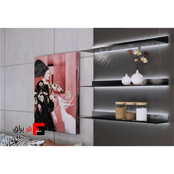 LED aluminum shelf light, matte black color, with transformer, Nexa model, depth 280mm