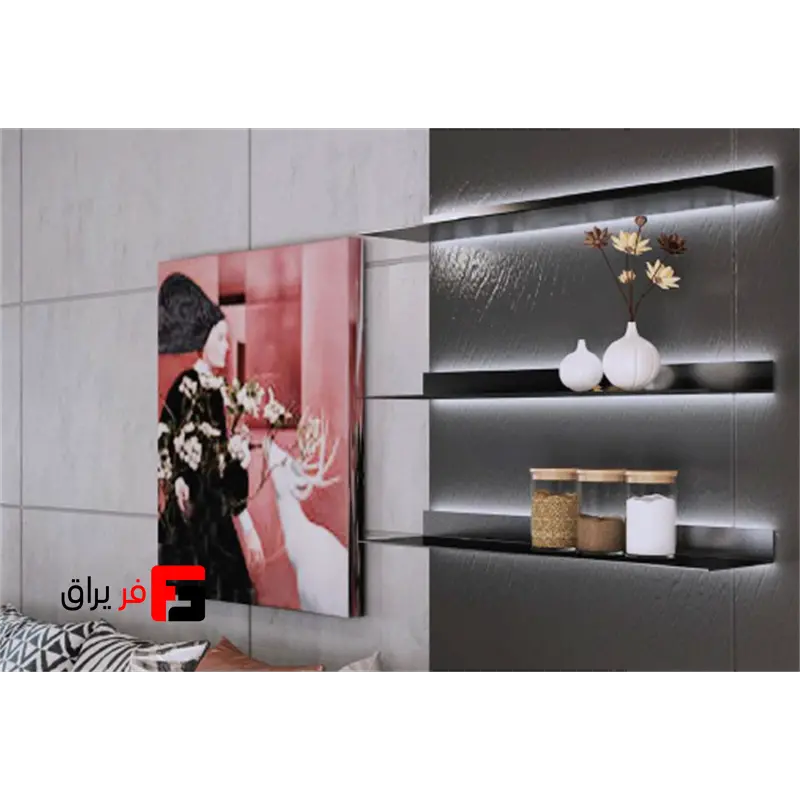 LED aluminum shelf light, matte black color, with transformer, Nexa model, depth 280mm