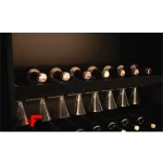 LED light, aluminum shelf, bottle and glass holder, matte black color, with transformer, Orbis model