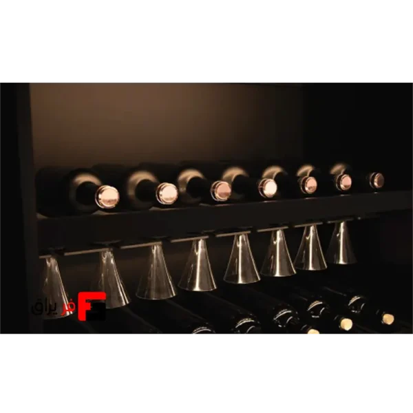 LED light, aluminum shelf, bottle and glass holder, matte black color, with transformer, Orbis model