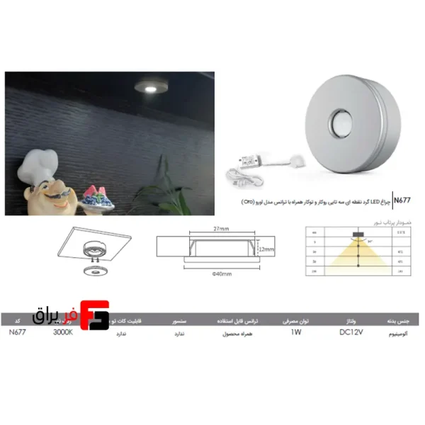 Round LED spot light, triple, surface-mounted and recessed, with transformer, Oro model