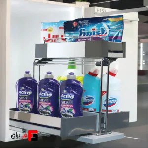 Super detergent under the sink, steel, with floor rail, width 400mm
