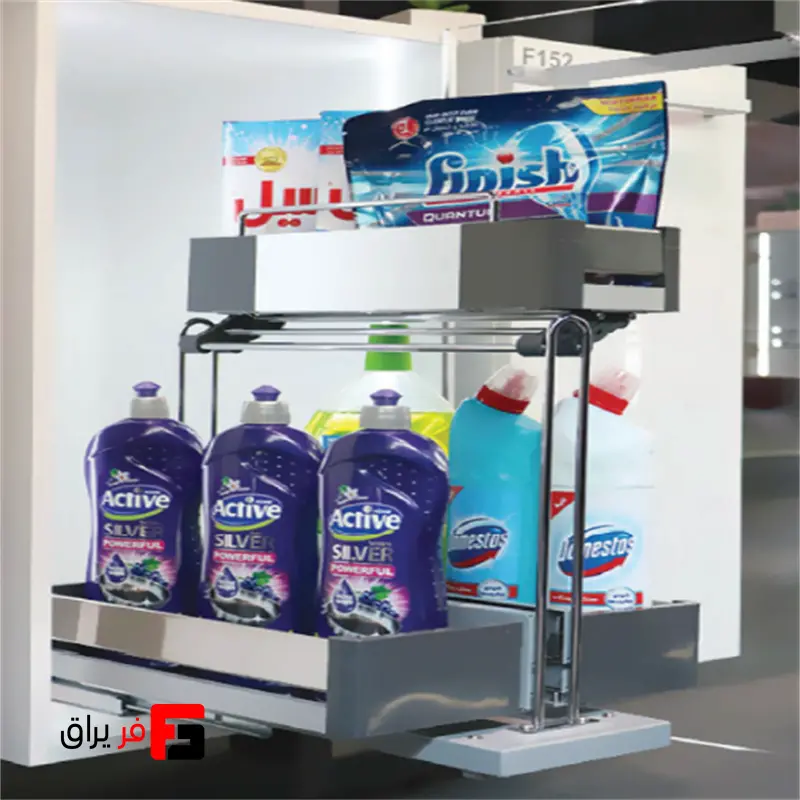 Super detergent under the sink, steel, with floor rail, width 400mm