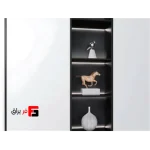 Vitra LED light at the end of a wooden shelf with double-sided light