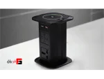 Lift-up wireless charger power outlet in matte black