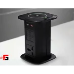 Lift-up wireless charger power outlet in matte black