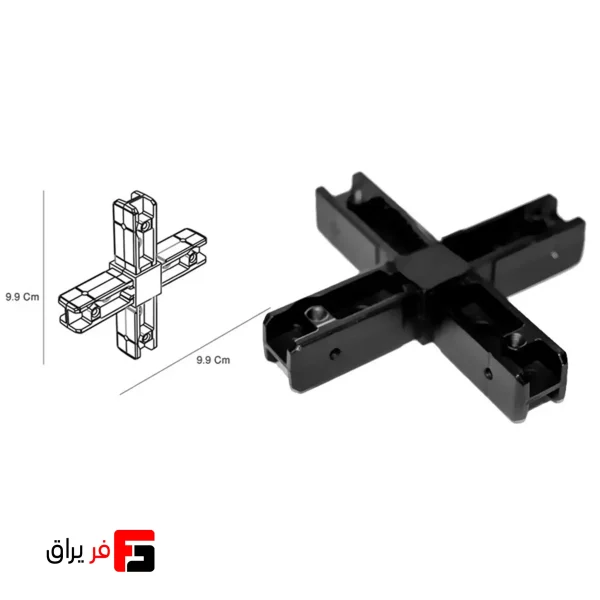 Corner joint, four-head flat, shelving system model, matte black color Corner joint, four-head flat, shelving system model, matte black color