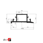 Decorative wall-mounted aluminum shelf hanger profile, L-shaped, matte black color, with lighting capability, 3000mm