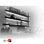 Decorative wall-mounted aluminum shelf profile, L-shaped, matte black color, with lighting capability, 3000mm