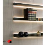 Decorative wall-mounted aluminum shelf profile, L-shaped, matte black color, with lighting capability, 3000mm
