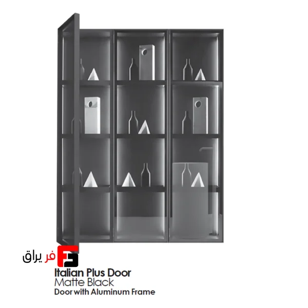 Italian style wardrobe and cabinet door profile, matte black color