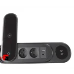 Power outlet with rotating cover and wireless charger, matte black color, model (Zero)