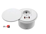 SwiffWall leather-covered rotary power outlet, white