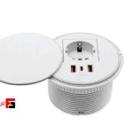 SwiffWall leather-covered rotary power outlet, white