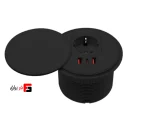 SwiffWall leather-covered rotating power outlet, black