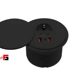 SwiffWall leather-covered rotating power outlet, black