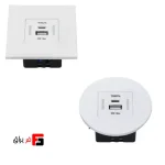 هاب شارژ 20 وات دو پورت USB و USB‑C برند TSA – رنگ مشکی و سفید